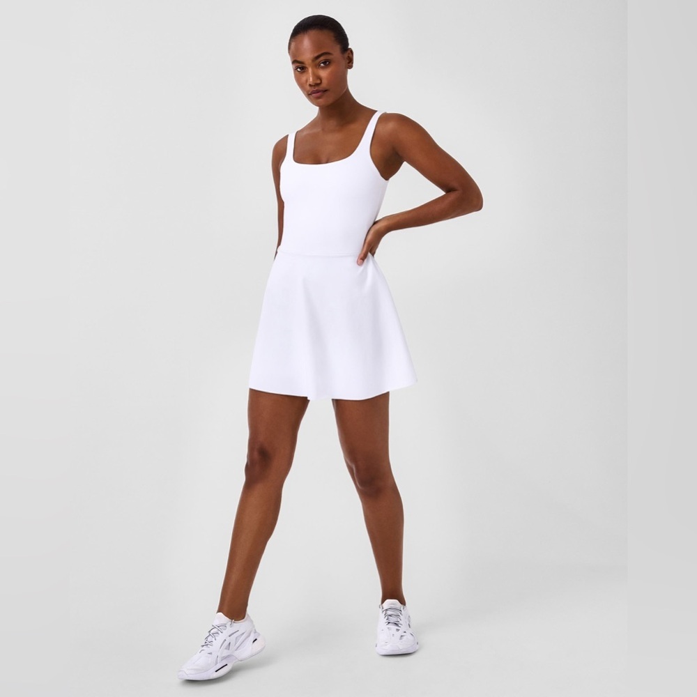 The Get Moving Square Neck Dress in White Size 2X.